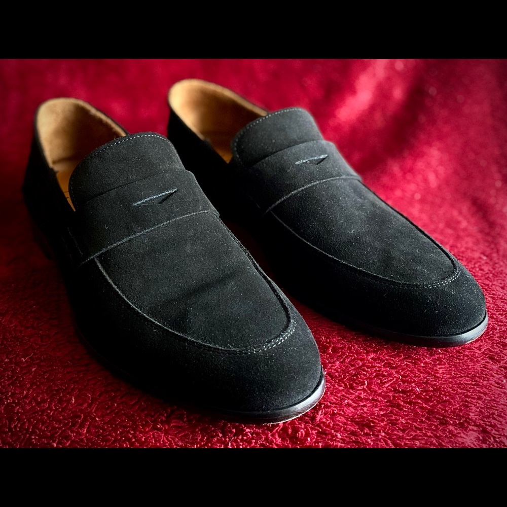 Aquatalia Harris Suede Loafer shoes size 9.5 black
